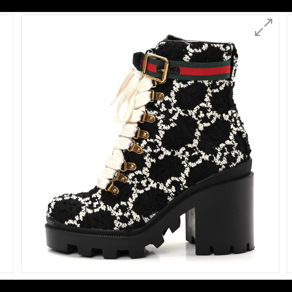 Gucci combat boots with matching purse